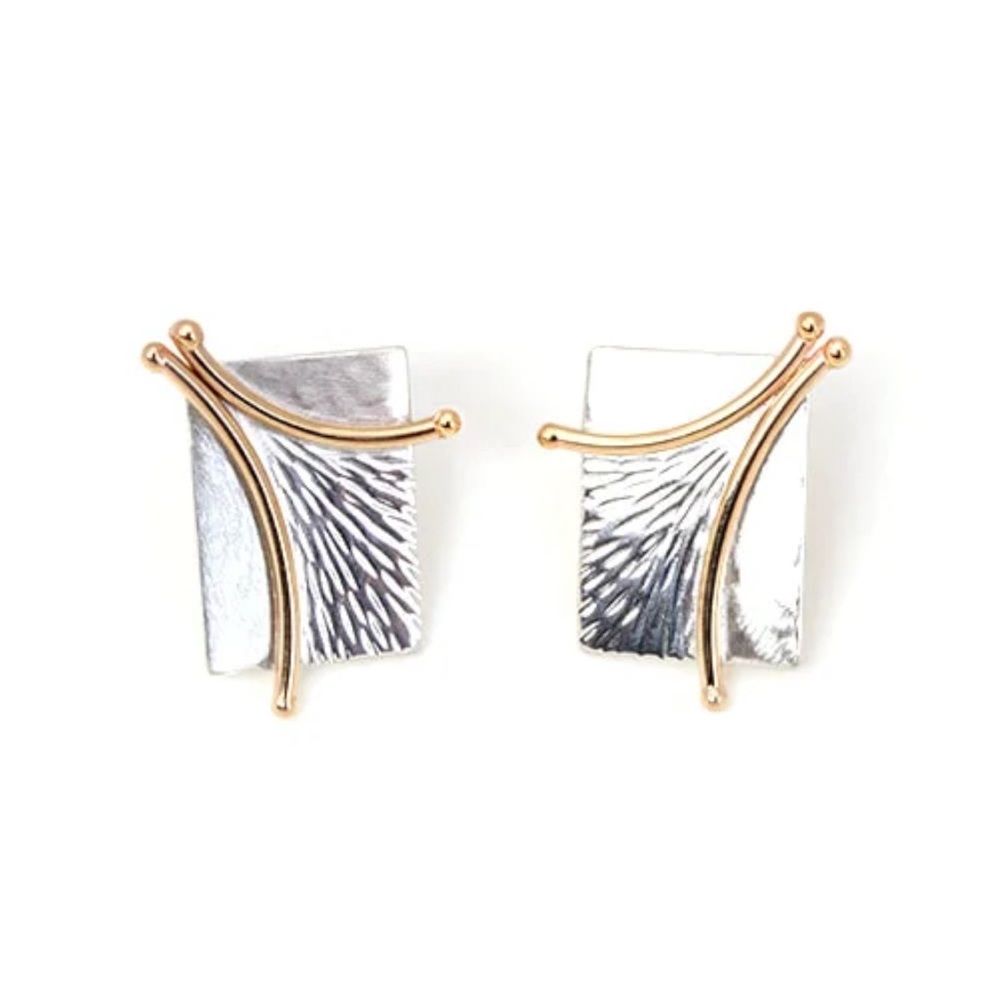 Elegant Silver and Gold Stud Earrings